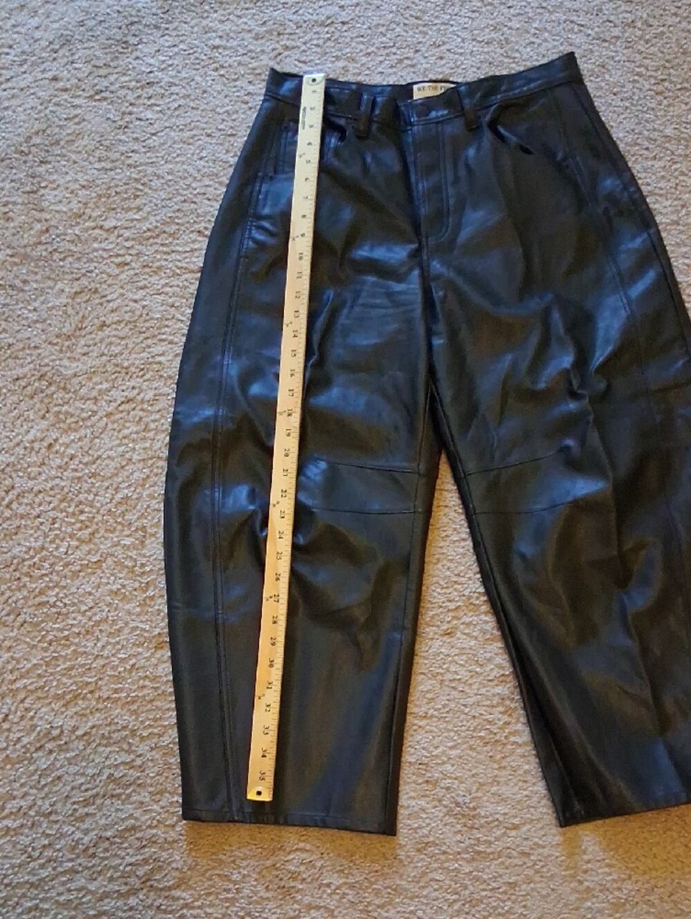 We The Free Black Free People Sub-Brand Wide-Leg Faux Leather Barrel Trousers - Picture 8 of 10